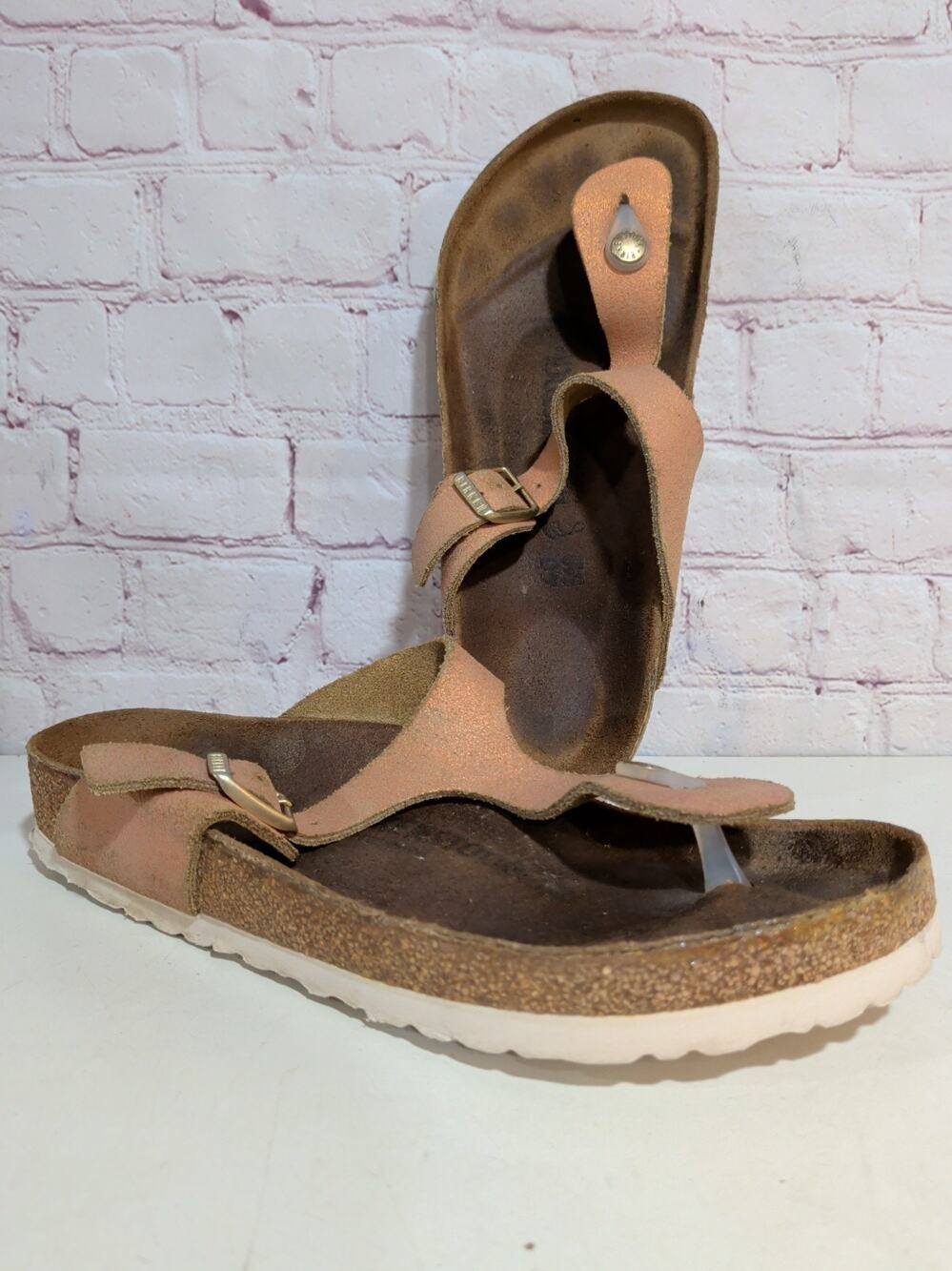 Birkenstock Gizeh Washed Metallic Sea Copper Regular Women's Size 40/9